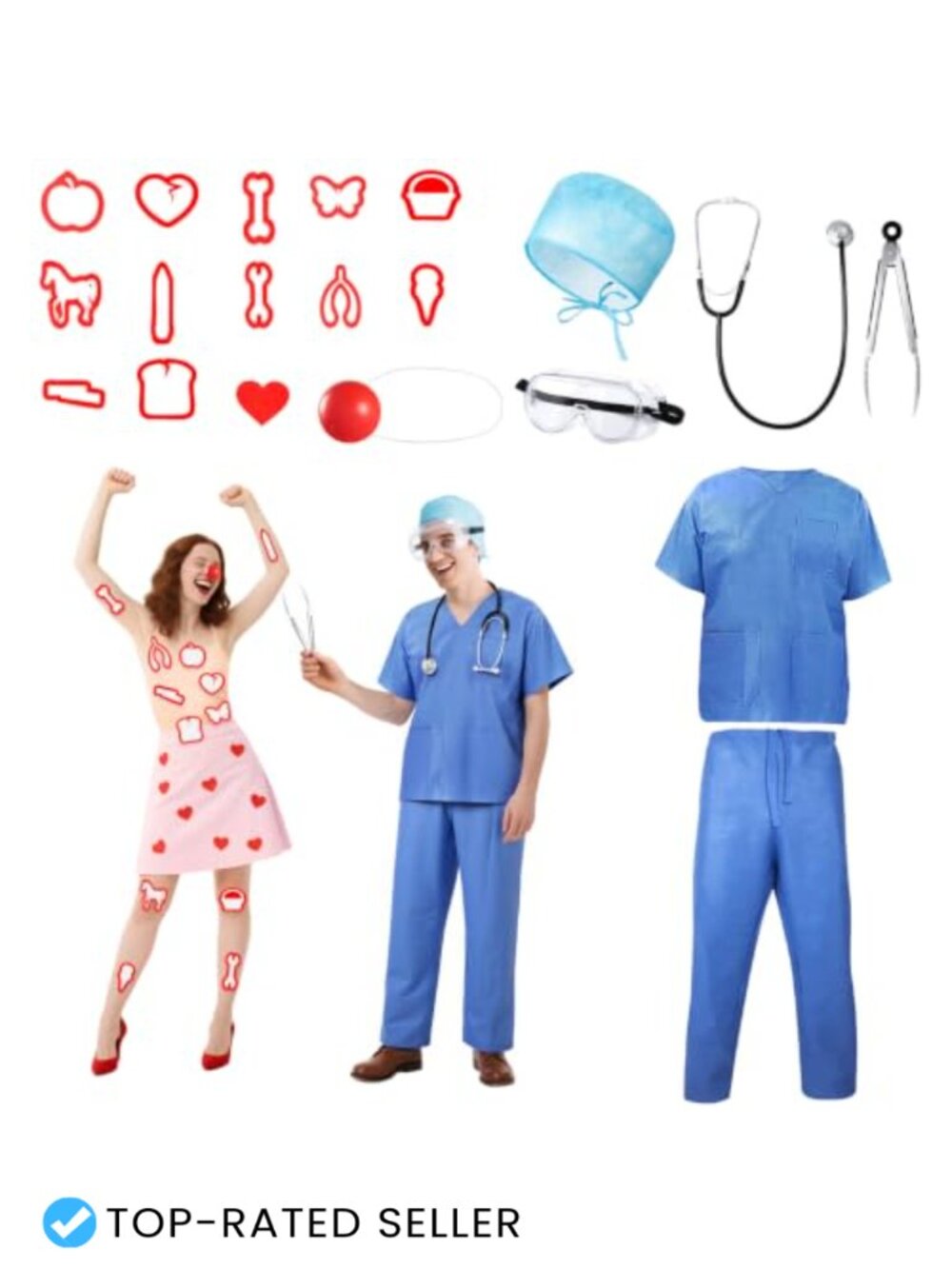 Operation Game Costume Adult Couple Set Non Woven Surgeon Outfit Halloween